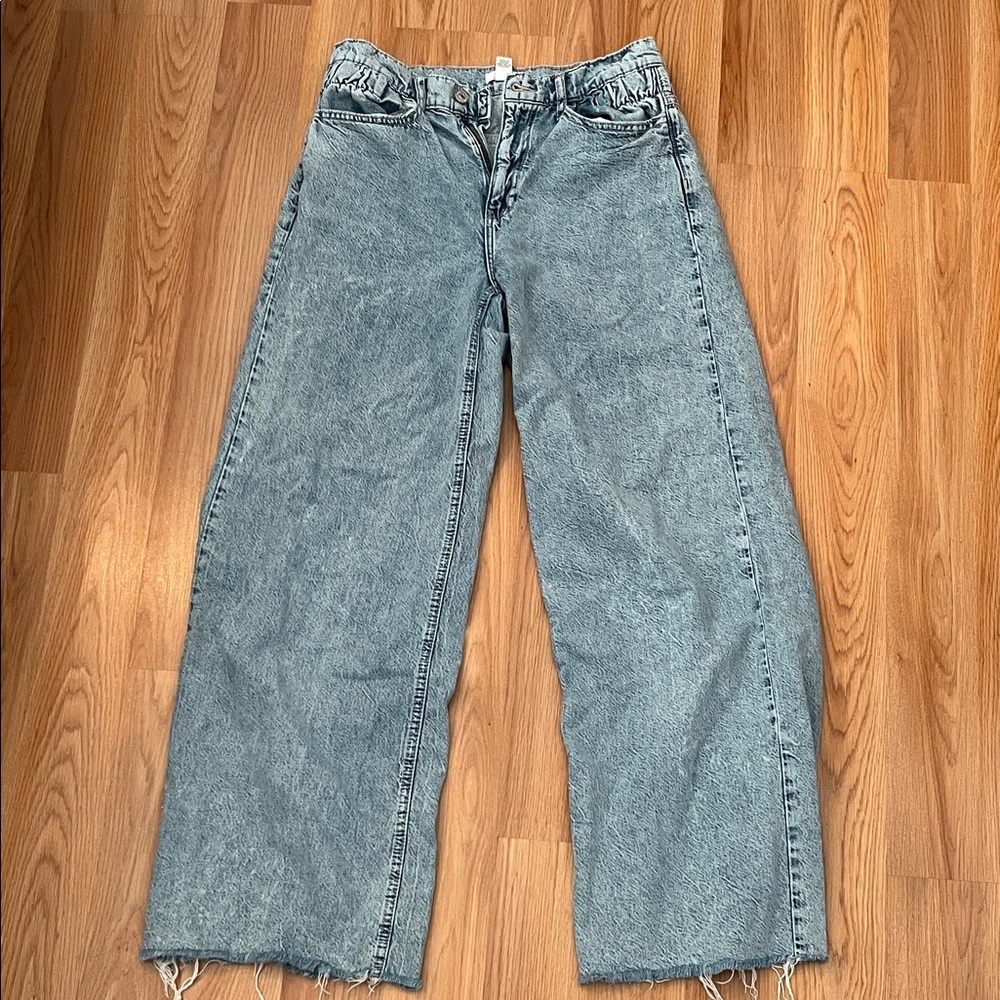Forever 21 Premium High Rise Light Blue Wide Leg Jeans